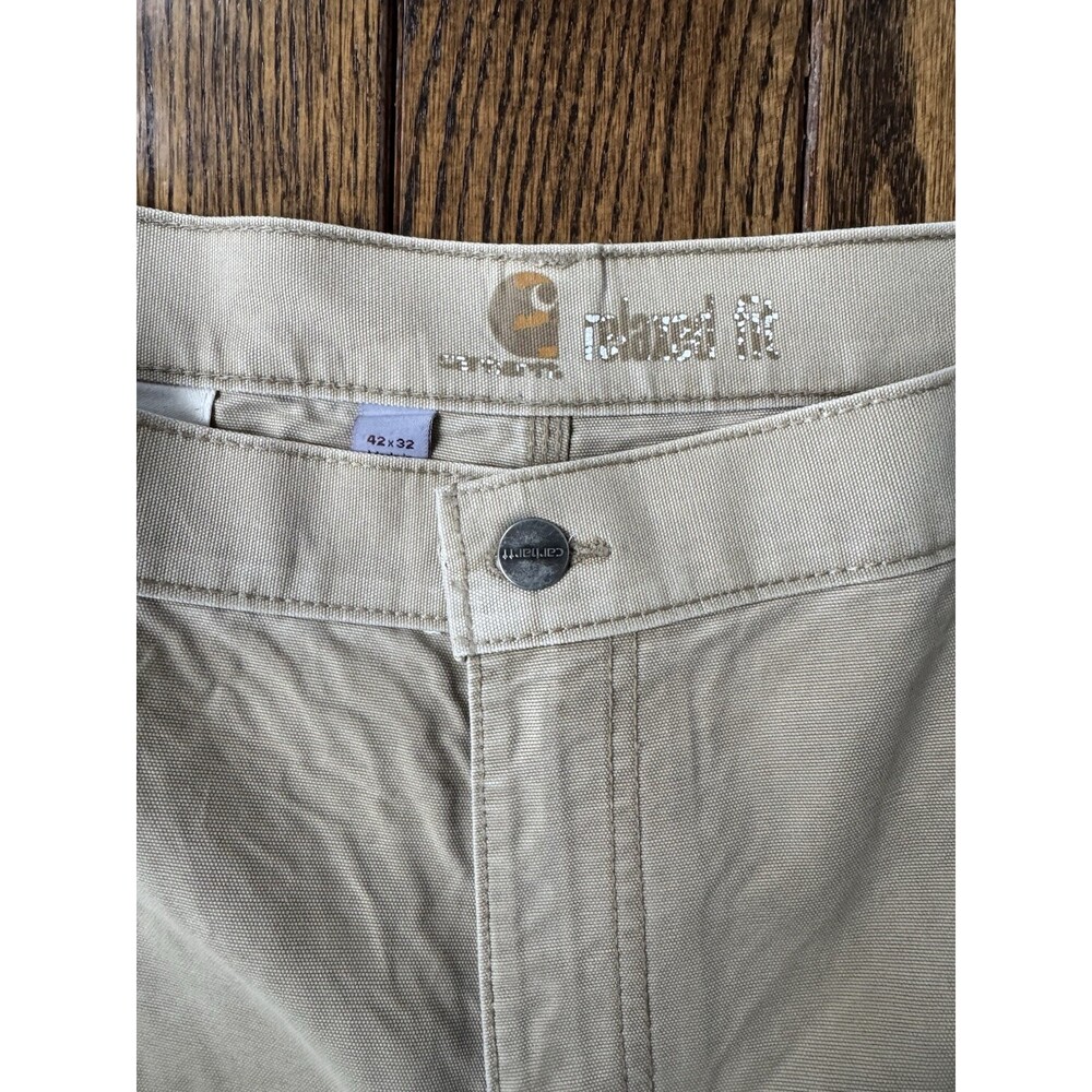 Carhartt Men’s Relaxed Fit Cargo Work Pants Size 42x32 Tan Cotton - Picture 5 of 10